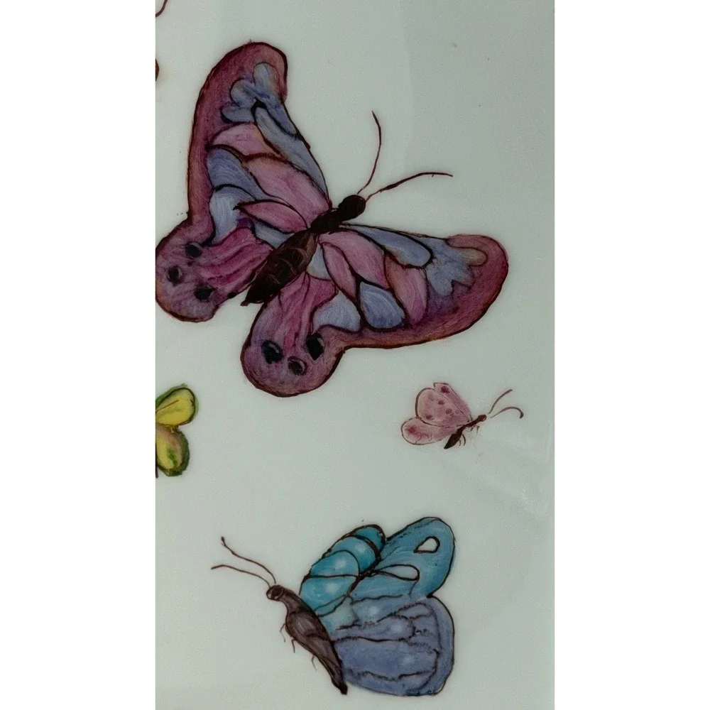 Gerold Porzellan Bavaria Butterfly Vase Hand Painted Germany Floral‎